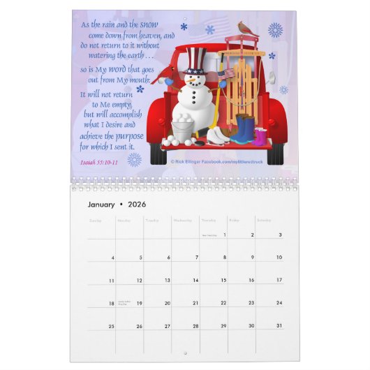 Little Red Truck Wall Agenda Kalender (Jan 2026)