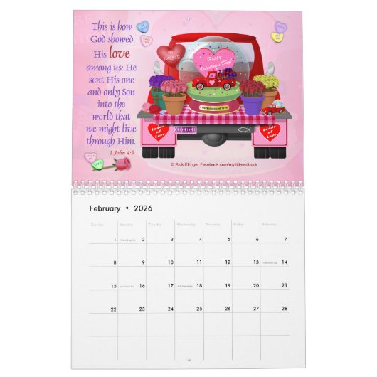 Little Red Truck Wall Agenda Kalender (Feb 2026)