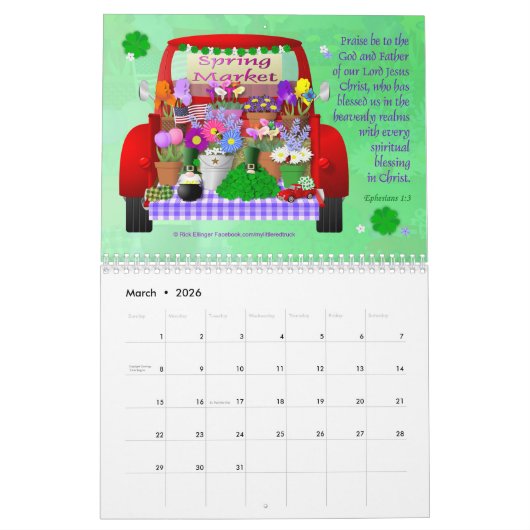 Little Red Truck Wall Agenda Kalender (Mar 2026)