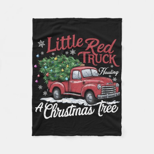 Little Red Trucks Hauling Santa Christmas Tree Par Fleece Deken (Voorkant)