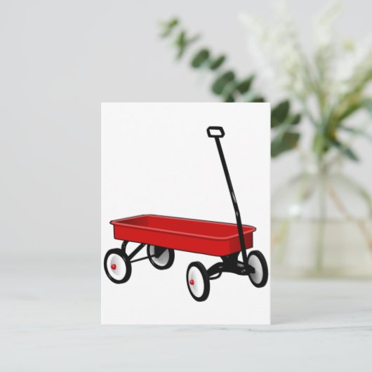 Little Red Wagon Briefkaart (Staand voorkant)