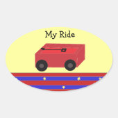LIttle Red Wagon Ovale Sticker (Voorkant)