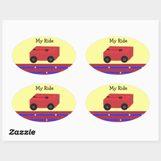 LIttle Red Wagon Ovale Sticker (Vel)