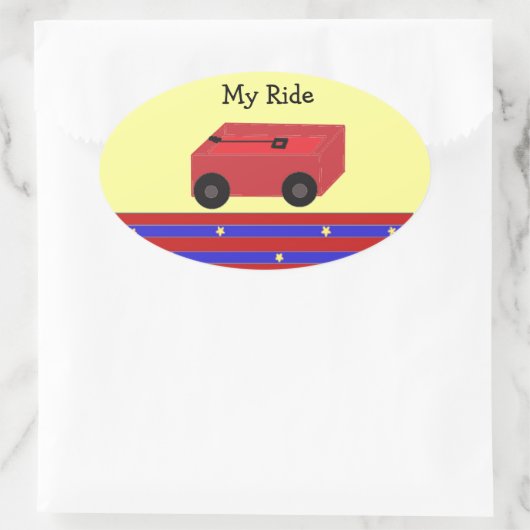 LIttle Red Wagon Ovale Sticker (Tas)