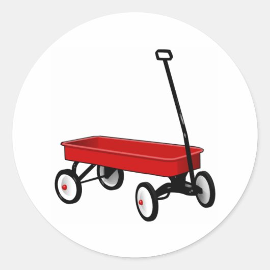 Little Red Wagon Ronde Sticker (Voorkant)