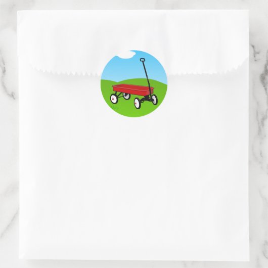 Little Red Wagon Ronde Sticker (Tas)