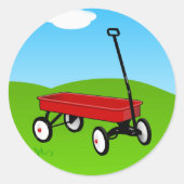 Little Red Wagon Ronde Sticker (Voorkant)