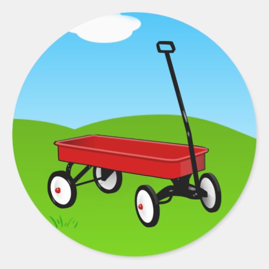 Little Red Wagon Ronde Sticker (Voorkant)