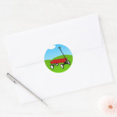 Little Red Wagon Ronde Sticker (Envelop)