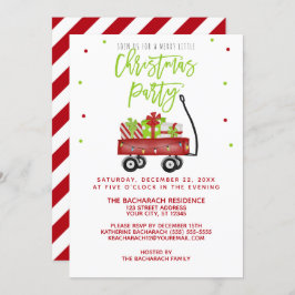 Little Red Wagon Rustic Kerstparty Kaart