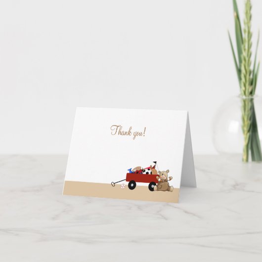 Little Red Wagon Teddy Bear Folded Thank you notes Bedankkaart (Voorkant)