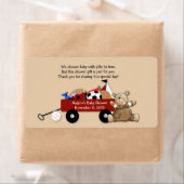 Little Red Wagon Teddy Bear Label Sticker - Groot (Insitu)
