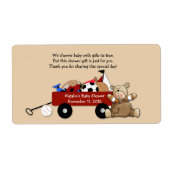 Little Red Wagon Teddy Bear Label Sticker - Groot (Voorkant)