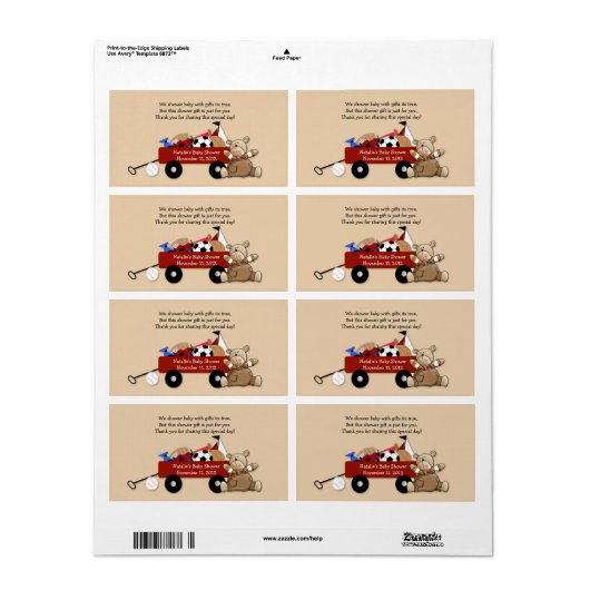 Little Red Wagon Teddy Bear Label Sticker - Groot (Full Sheet)