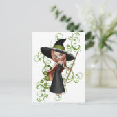 Little Redhaire Witch met Green Vines Design Briefkaart (Staand voorkant)