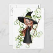 Little Redhaire Witch met Green Vines Design Briefkaart (Voorkant / Achterkant)