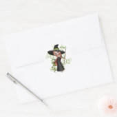 Little Redhaire Witch met Green Vines Design Ronde Sticker (Envelop)