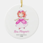 Little Redhead Princess Personalized Baby's 1st Keramisch Ornament (Voorkant)