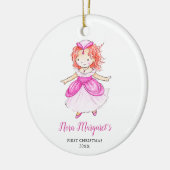 Little Redhead Princess Personalized Baby's 1st Keramisch Ornament (Links)
