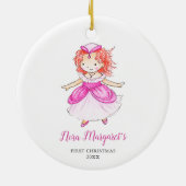 Little Redhead Princess Personalized Baby's 1st Keramisch Ornament (Achterkant)