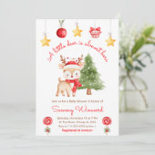 Little Reindeer Christmas Baby Shower Kaart (Staand voorkant)