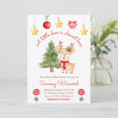 Little Reindeer Christmas Baby Shower Kaart (Staand voorkant)