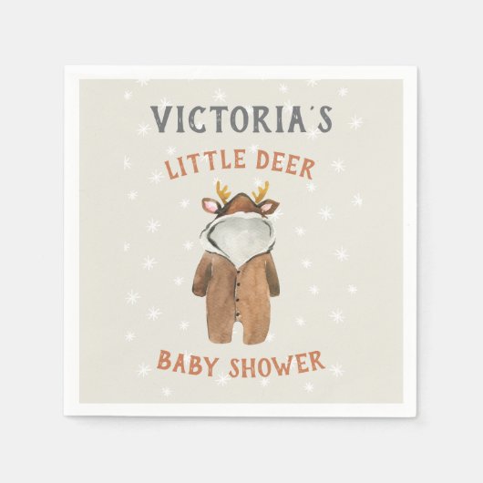 Little Reindeer KerstWinter Baby shower Invit Servet (Voorkant)