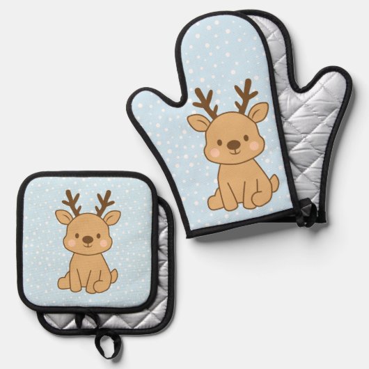 Little Reindeer Ovenwant & Pannenlap Set (Voorkant / Achterkant)