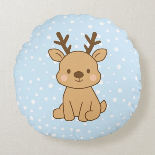 Little Reindeer Rond Kussen (Voorkant)