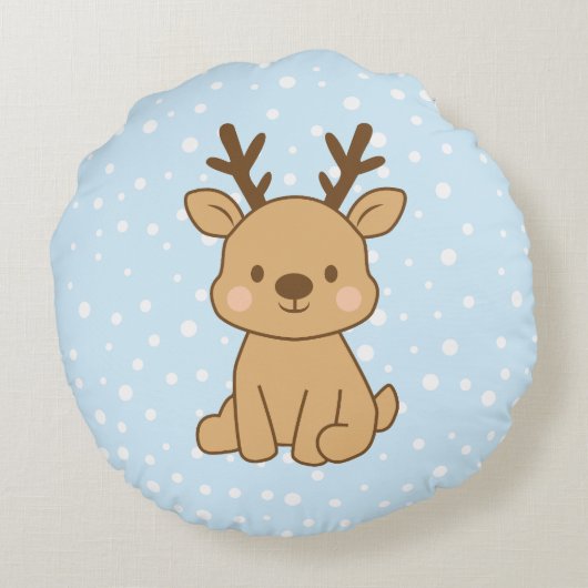 Little Reindeer Rond Kussen (Achterkant)