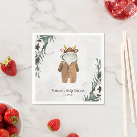 Little Rendier Christmas Baby shower gepersonalise Servet (Insitu)