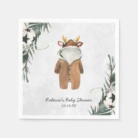 Little Rendier Christmas Baby shower gepersonalise Servet (Voorkant)