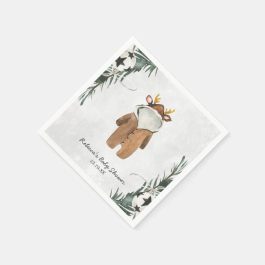 Little Rendier Christmas Baby shower gepersonalise Servet (Hoek)