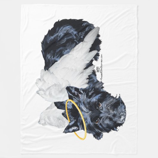 Little Resting Scottie Angel Fleece Deken (Voorkant)