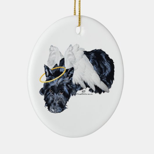 Little Resting Scottie Angel Keramisch Ornament (Rechts)