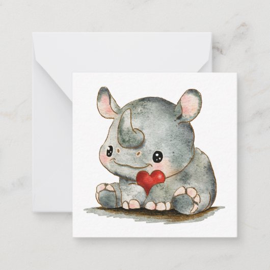 Little Rhino Flat Notitiekaartje (Voorkant)