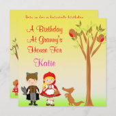 Little Riding Hood Birthday Celebration Kaart (Voorkant / Achterkant)