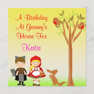 Little Riding Hood Birthday Celebration Kaart