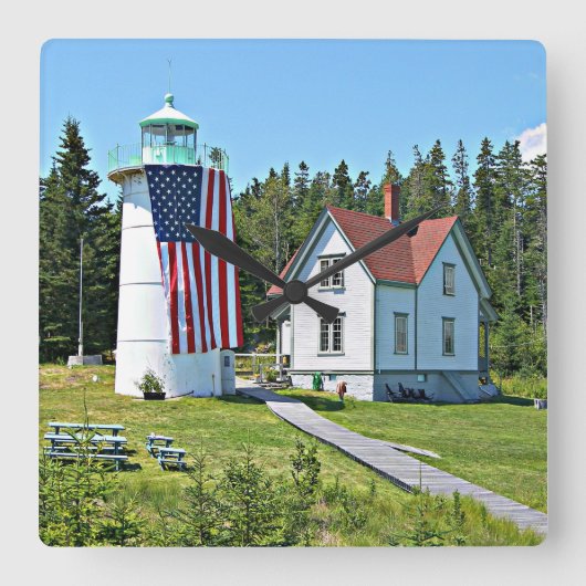 Little River Lighthouse, Maine Clock Vierkante Klok (Voorkant)