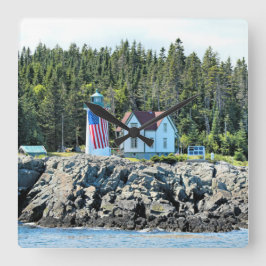 Little River Lighthouse, Maine Clock Vierkante Klok