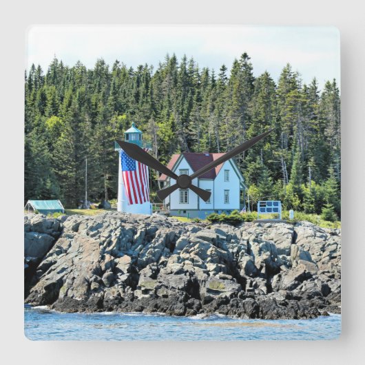 Little River Lighthouse, Maine Clock Vierkante Klok (Voorkant)