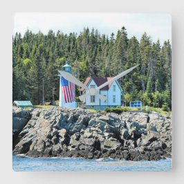 Little River Lighthouse, Maine Clock Vierkante Klok