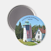 Little River Lighthouse, Maine Round Magnet (Voorkant / Achterkant)