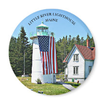 Little River Lighthouse, Maine Round Magnet
