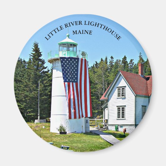Little River Lighthouse, Maine Round Magnet (Voorkant)