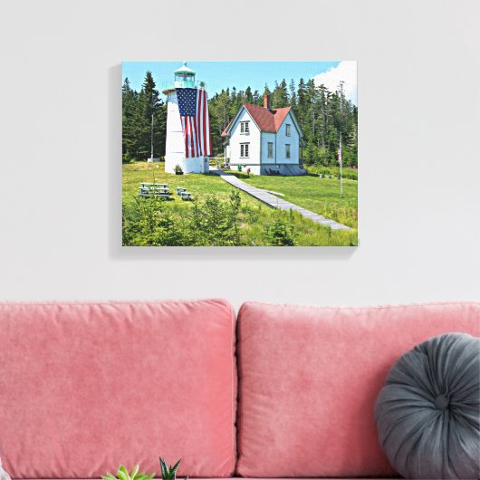 Little River Lighthouse, Maine Wrapped Canvas (Insitu (Woonkamer))
