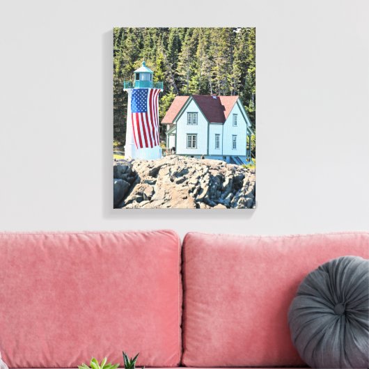 Little River Lighthouse, Maine Wrapped Canvas (Insitu (Woonkamer))