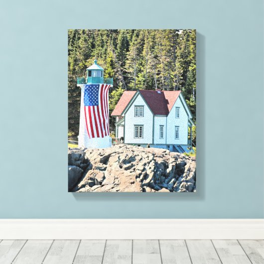 Little River Lighthouse, Maine Wrapped Canvas (Insitu (Houten vloer))