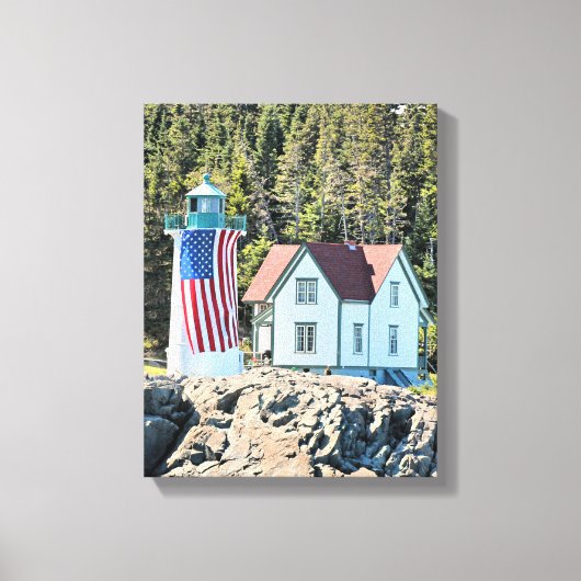 Little River Lighthouse, Maine Wrapped Canvas (Voorkant)