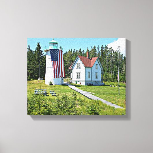 Little River Lighthouse, Maine Wrapped Canvas Afdruk (Voorkant)